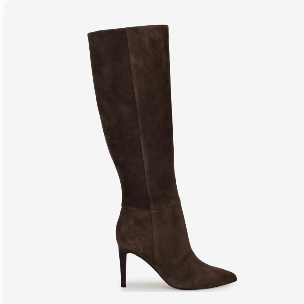 Nine West Dark Brown Suede Over-the-Knee High Heel Boots
